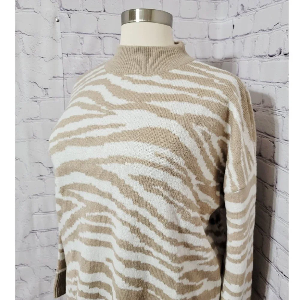 NWT Maurices 3 Zebra Print Mock Neck Pullover Sweater